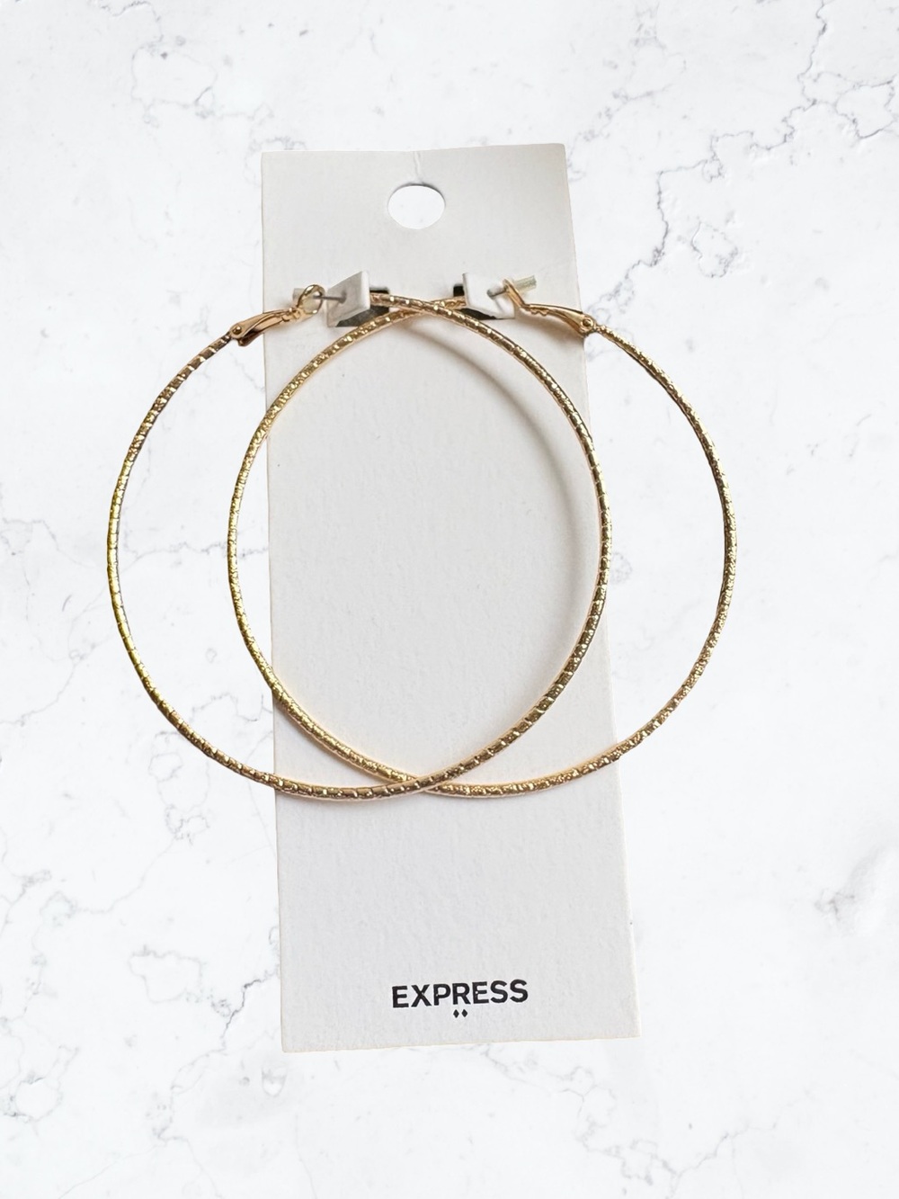 Express Shimmery Gold Textured Hoop Earrings